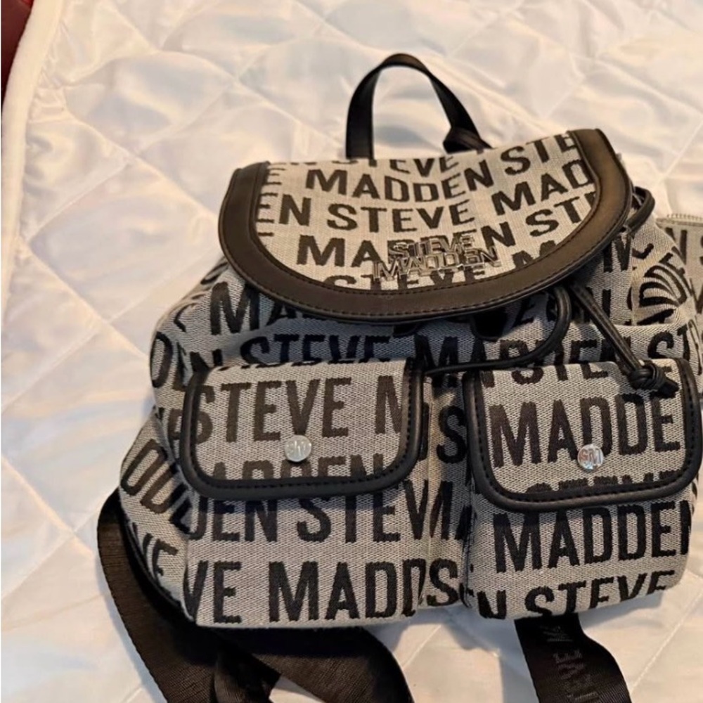 Steve Madden Monochrome Logo Backpack
